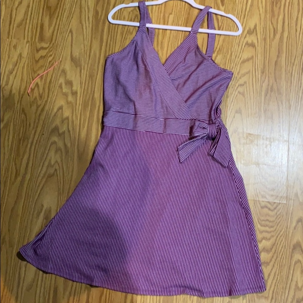 purple striped dress